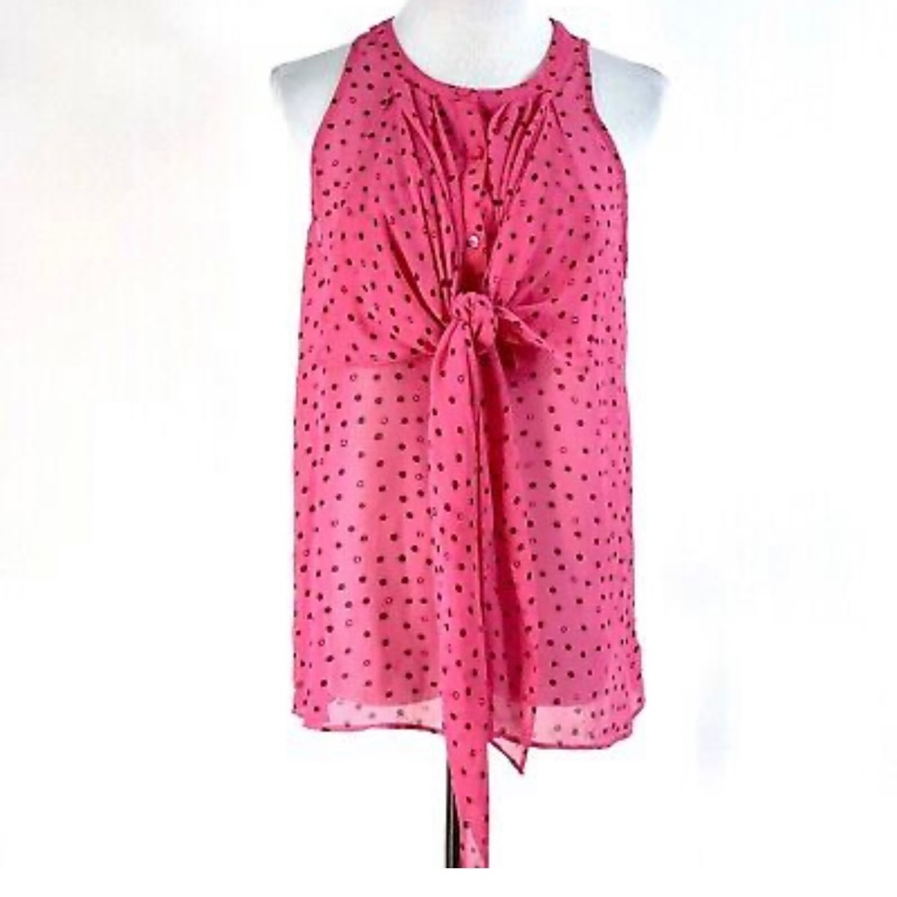 Princess Vera Wang Pink Sleeveless Polka Dot Blouse, Size Small